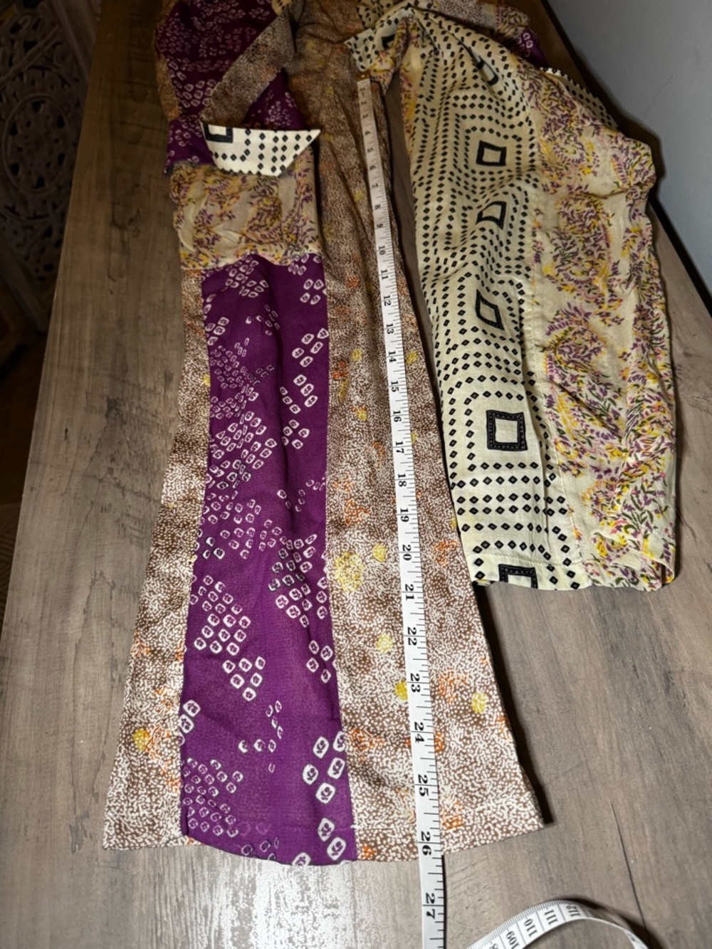Zara Patchwork Straight-Leg Pants in Purple and Beige - Picture 11 of 11